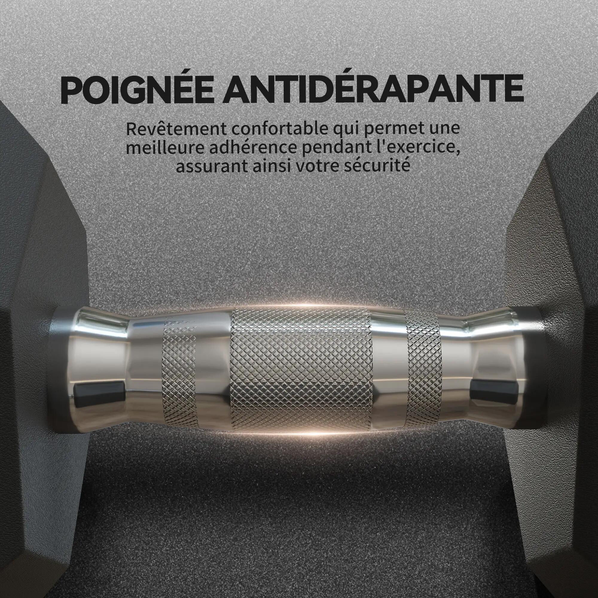 Haltère courte poids 15 Kg - acier caoutchouc noir 5/5