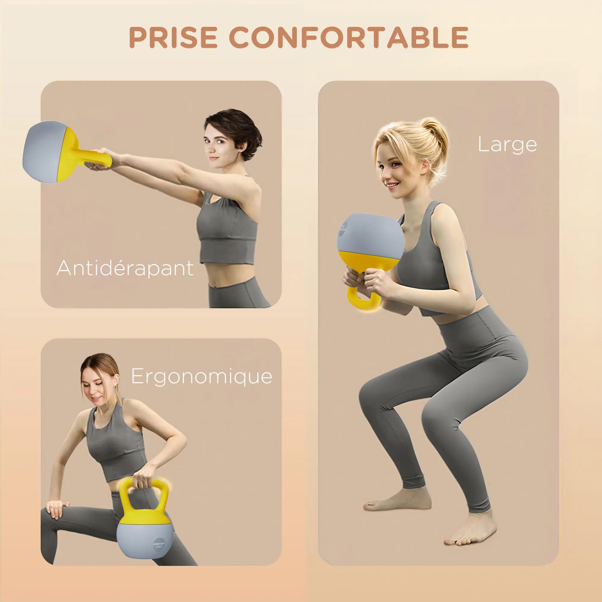 Kettlebell 10 Kg - prise ergonomique - PVC 5/5
