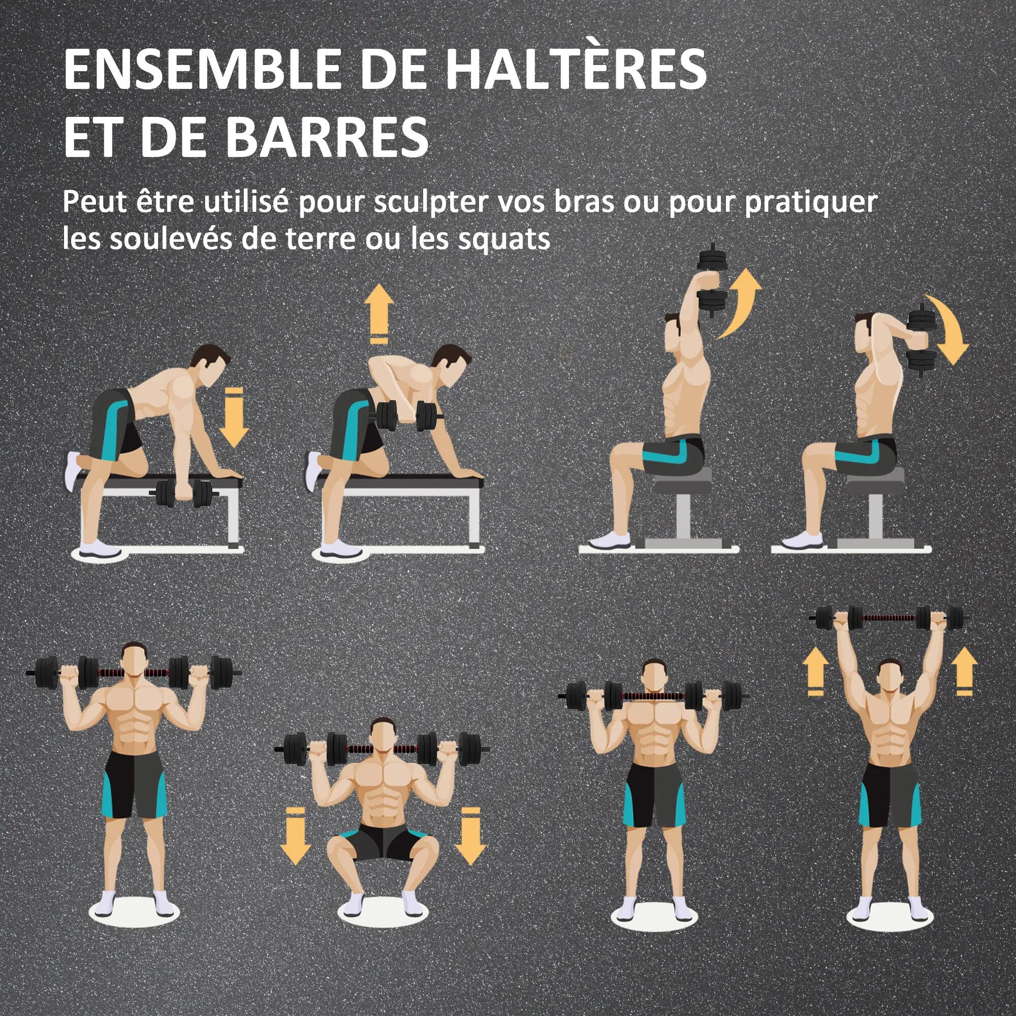 Ensemble d'haltères courtes total 20 Kg - barres incluses - noir rouge 5/5