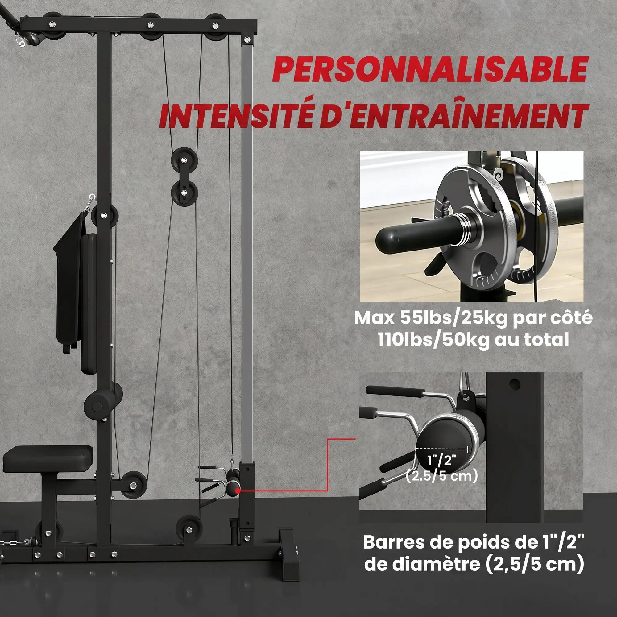 Station de musculation pour tirage poitrine lat pulldown machine réglable 5/5