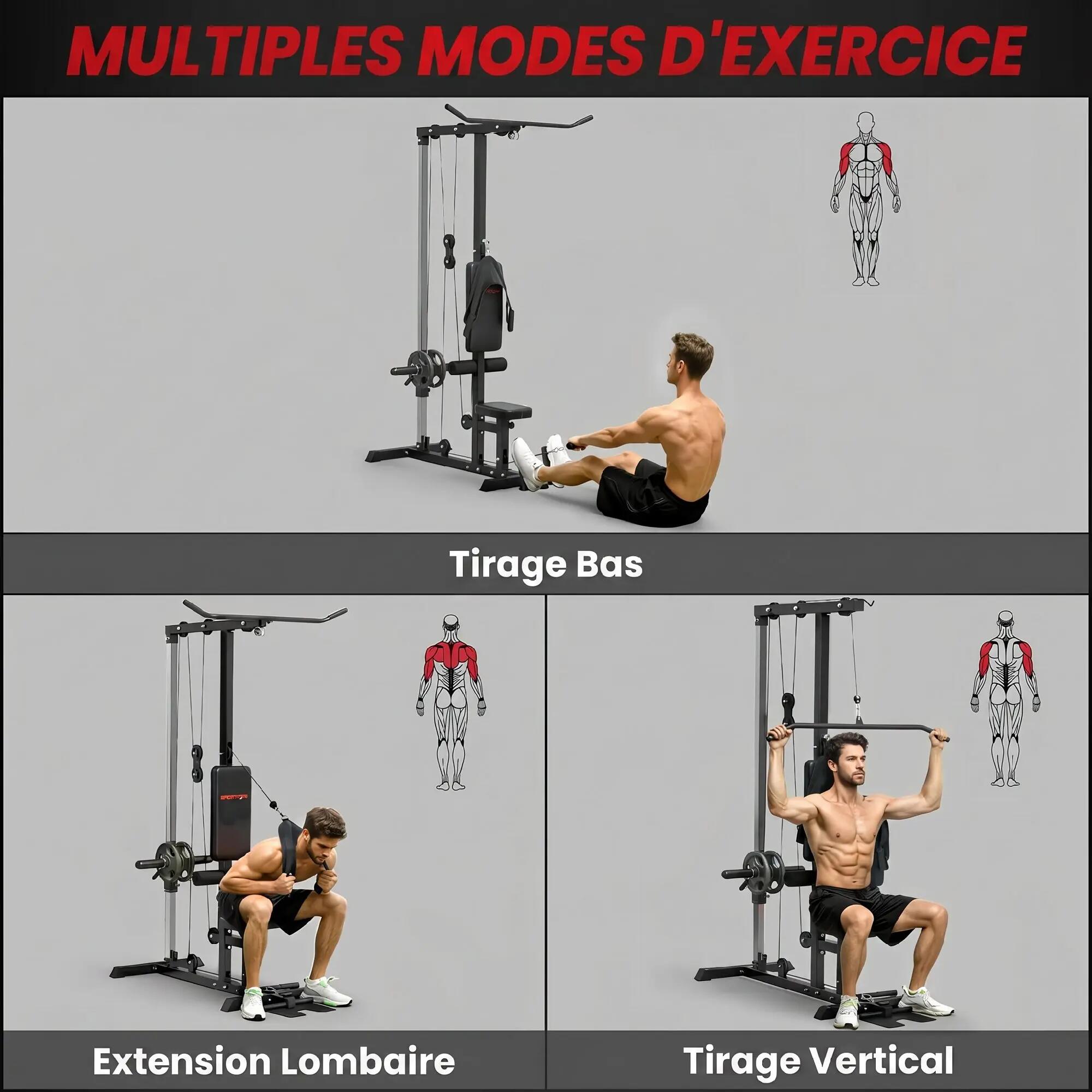Station de musculation pour tirage poitrine lat pulldown machine réglable 4/5