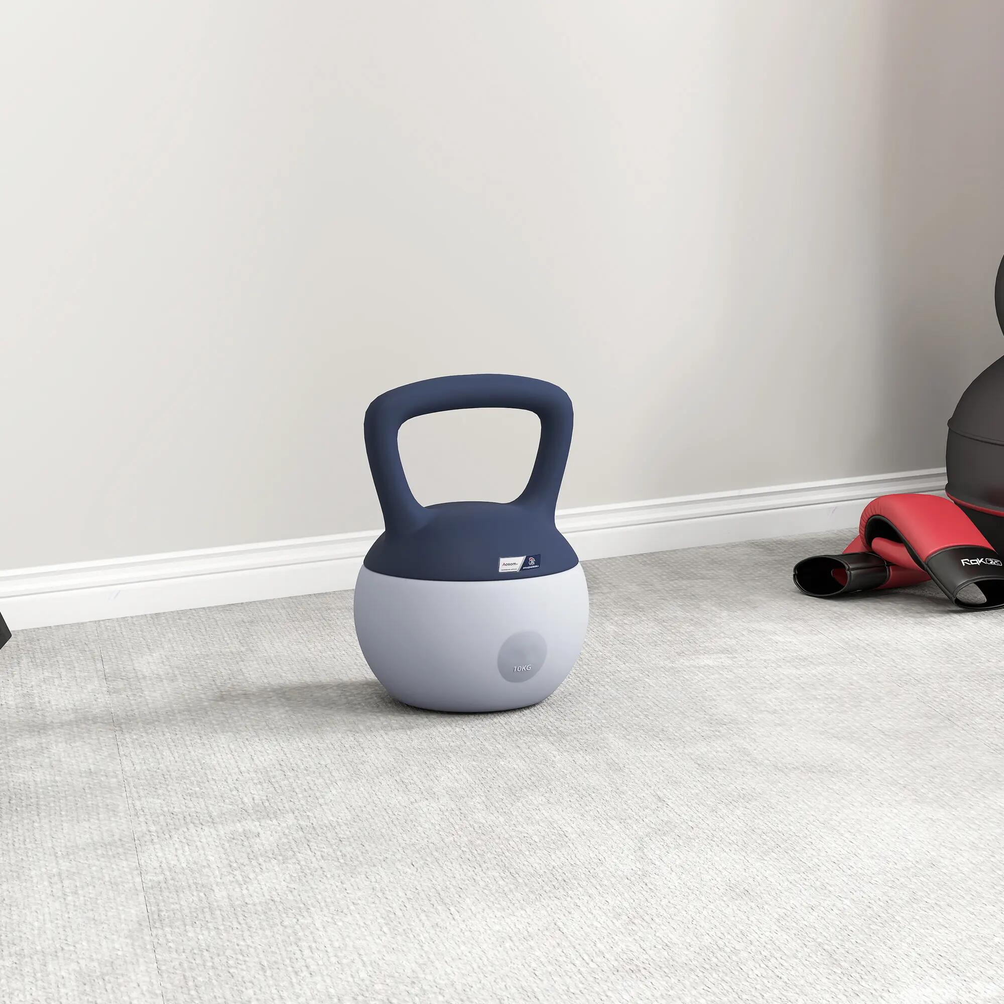 Kettlebell 10 Kg collaboration Aosom.fr x FFHandball gris jaune 3/5