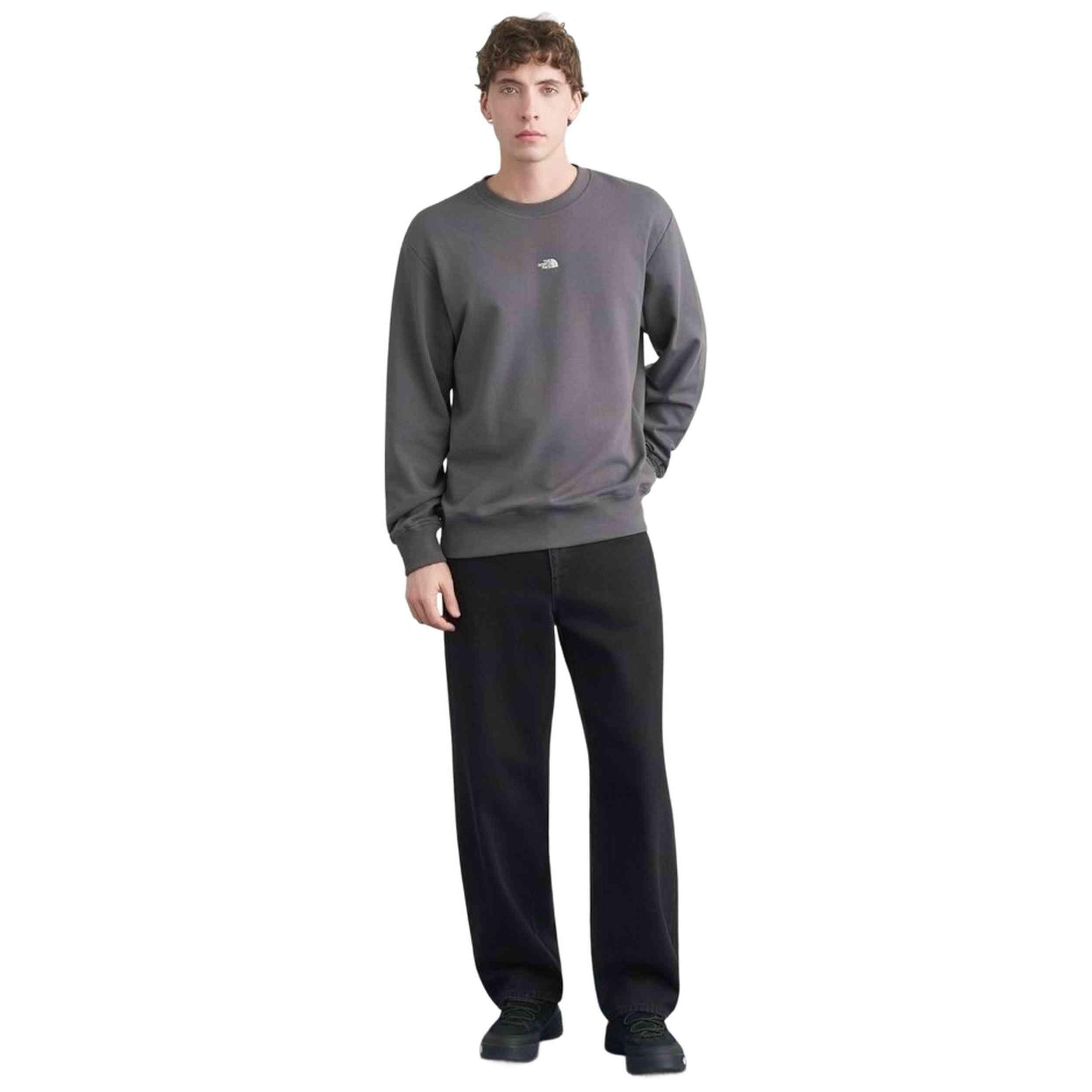 Sweat The north face modèle U ESSENTIAL LIGHT RELAXED CREW ANTHRACITE pour homme 2/3