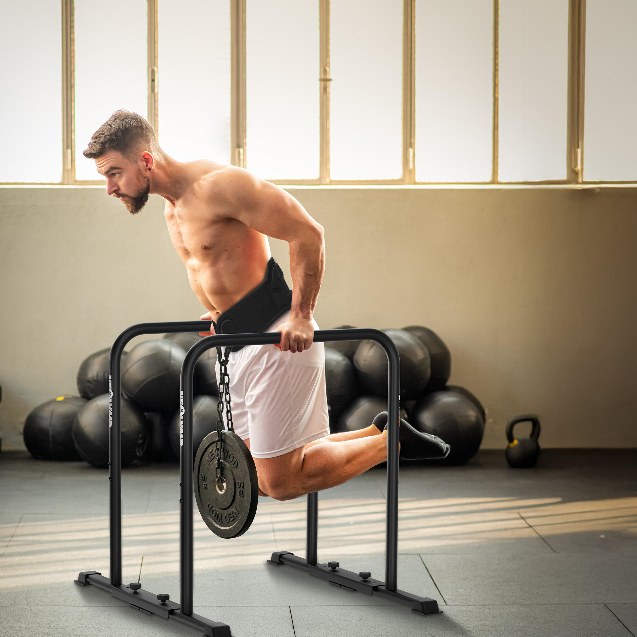 Ceinture de Dips avec 3 Mousquetons et Chaîne pour Tractions et Musculation 2/7