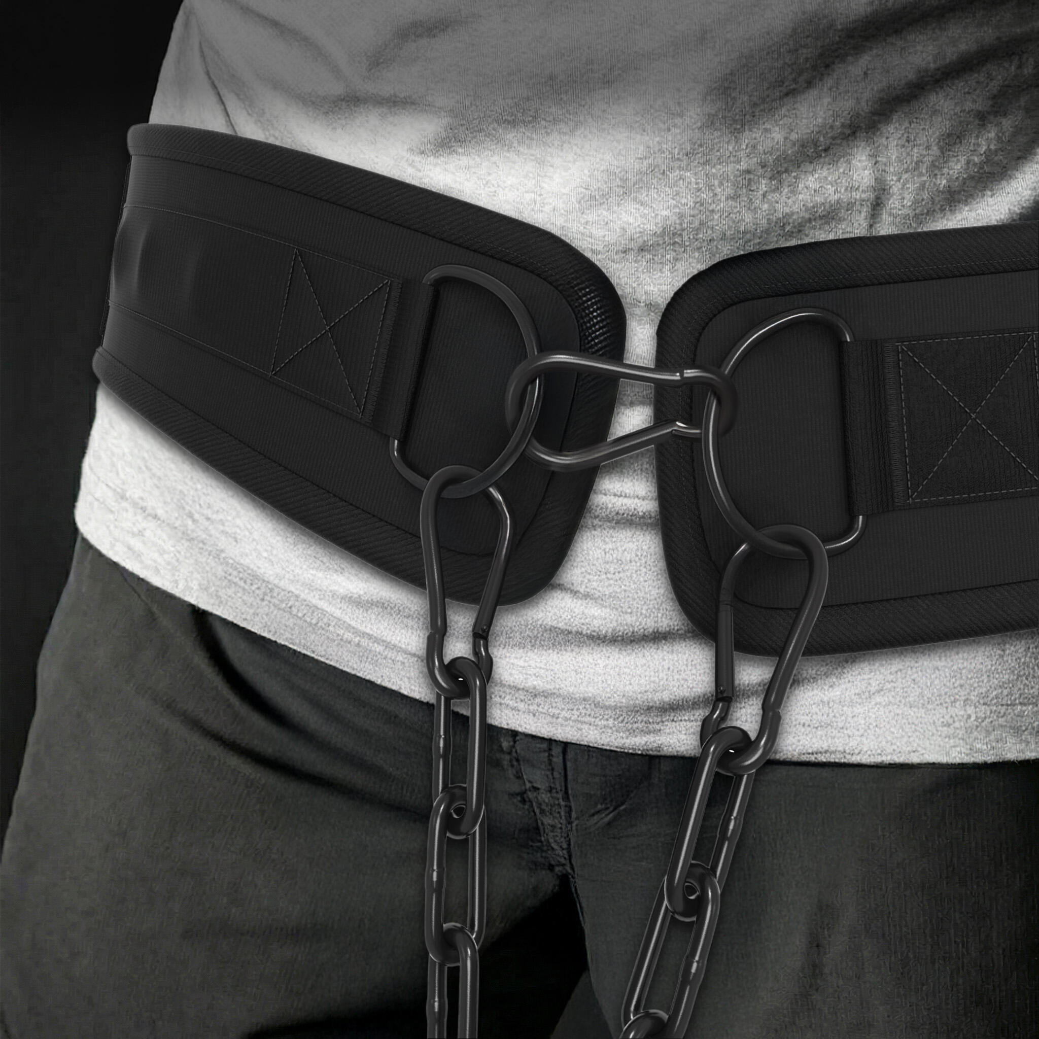 Ceinture de Dips avec 3 Mousquetons et Chaîne pour Tractions et Musculation 3/7