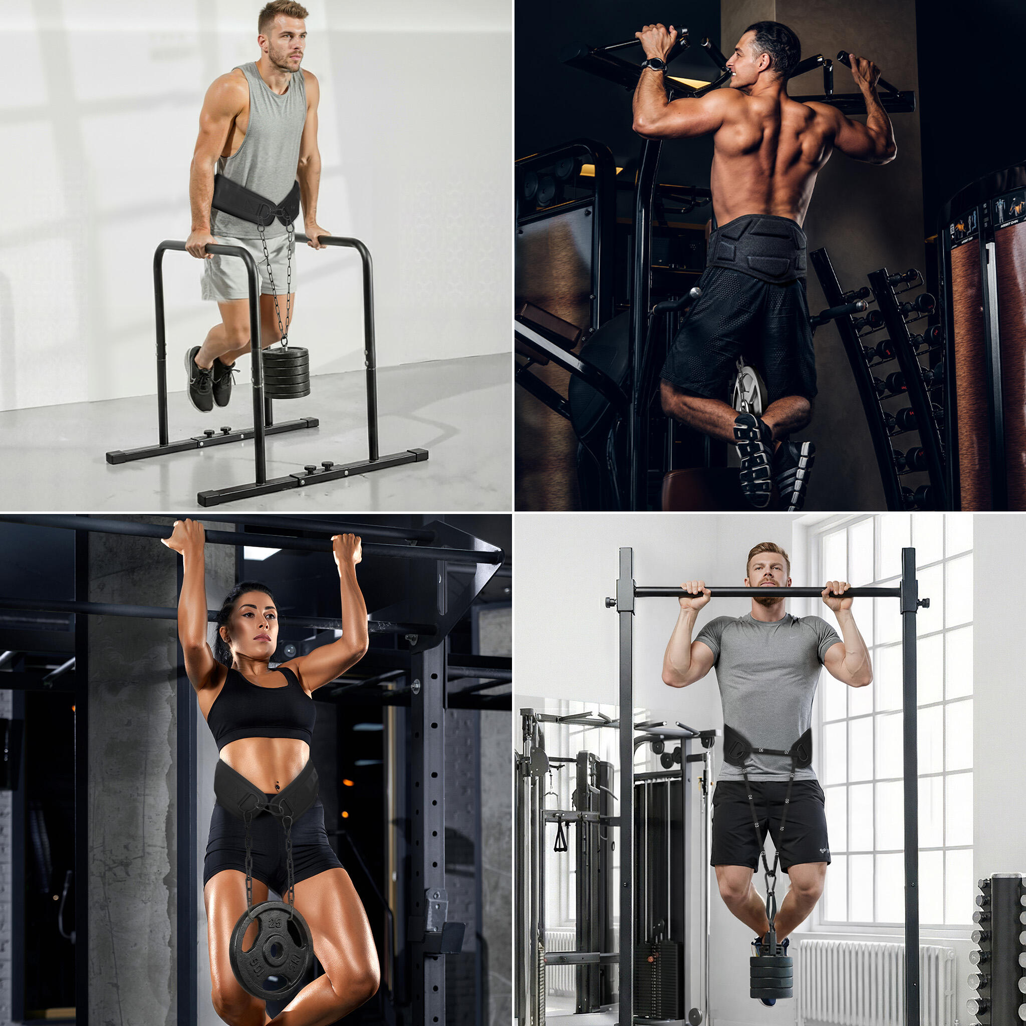 Ceinture de Dips avec 3 Mousquetons et Chaîne pour Tractions et Musculation 7/7