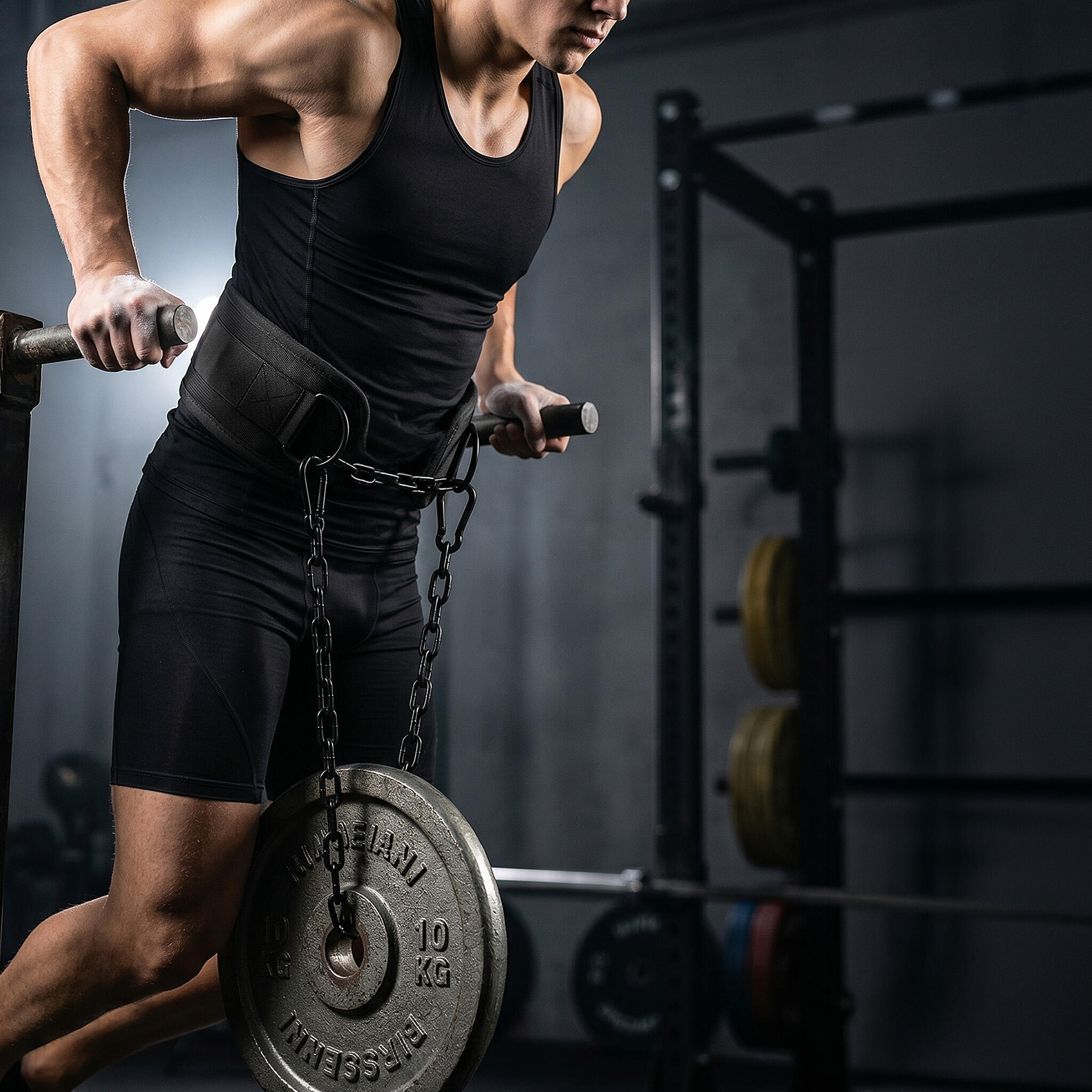 Ceinture de Dips avec 3 Mousquetons et Chaîne pour Tractions et Musculation 6/7