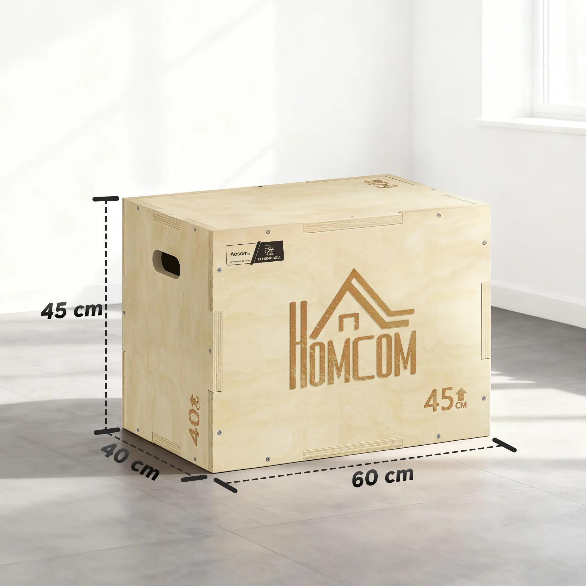 Box jump pliométrie - collaboration Aosom.fr x FFHandball - bois 3/5