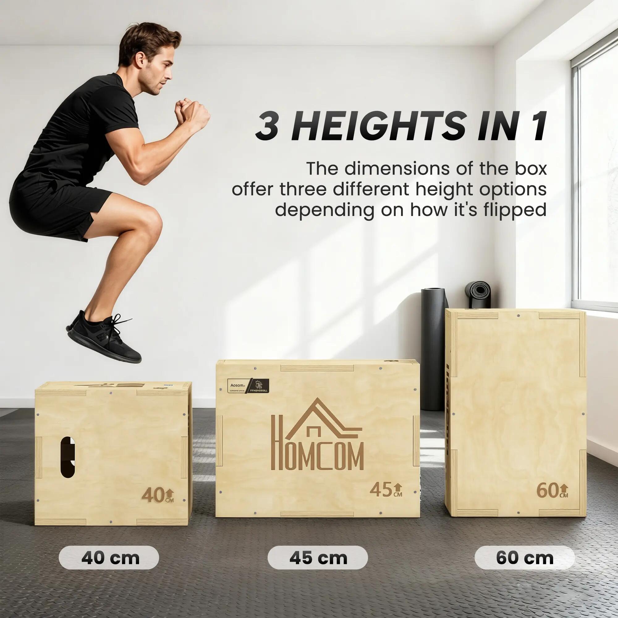 Box jump pliométrie - collaboration Aosom.fr x FFHandball - bois 5/5