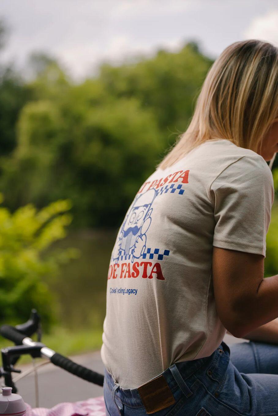 T-Shirt Unissexo Çois 'Eat Pasta Ride Fasta' Beige 4/4