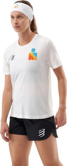 Maillot de manga corta Compressport Training Ironman 2025 White para mujer