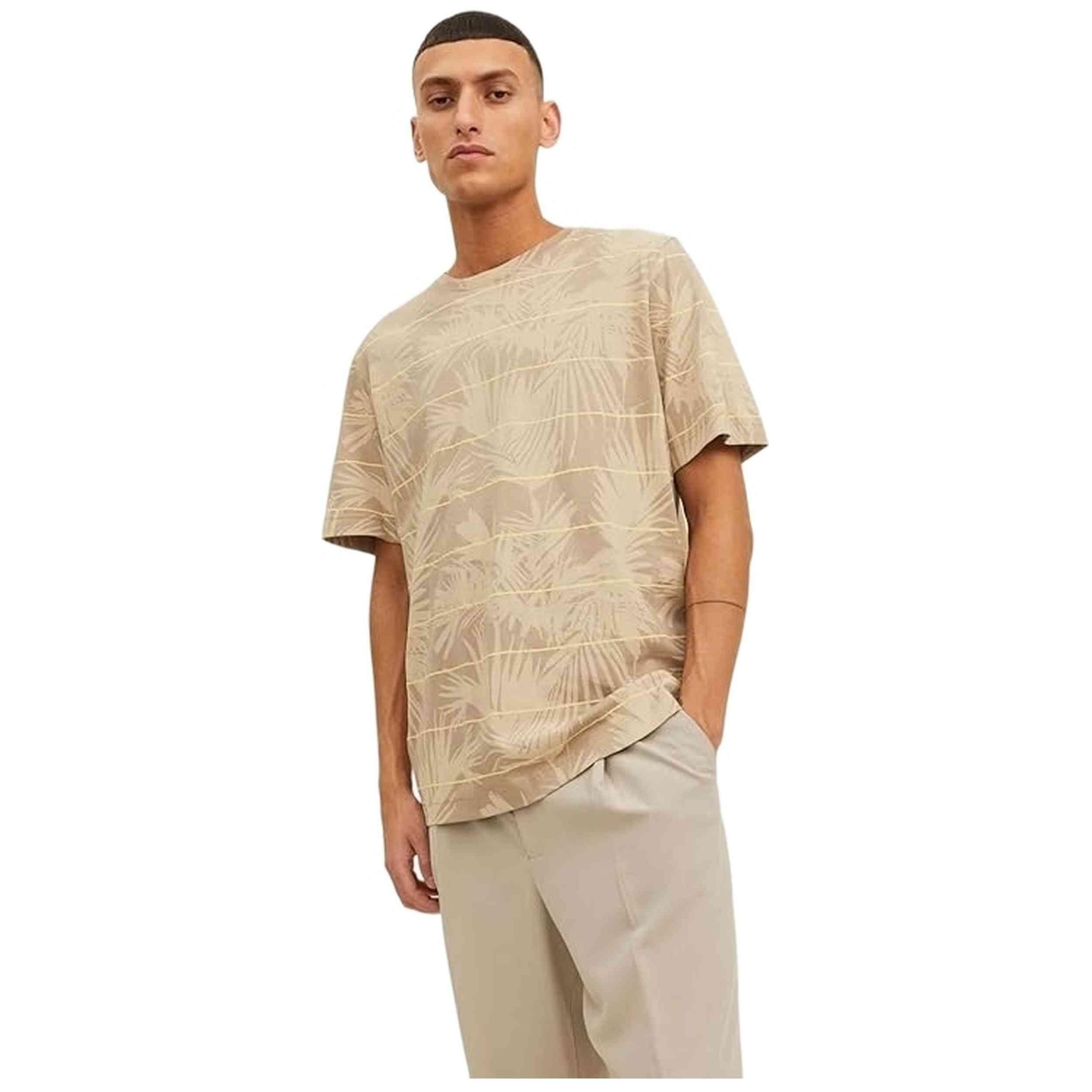 T-shirt Jack&jones modèle JORPALMA AOP STRIPE TEE SS CRE pour homme 2/2