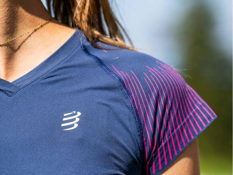 Compressport Performance Women's Short Sleeve Jersey Blue/Pink 3/5