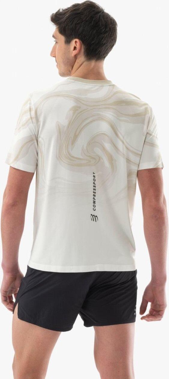 T-Shirt Running Compressport Performance Blanc/Marron Homme 2/6
