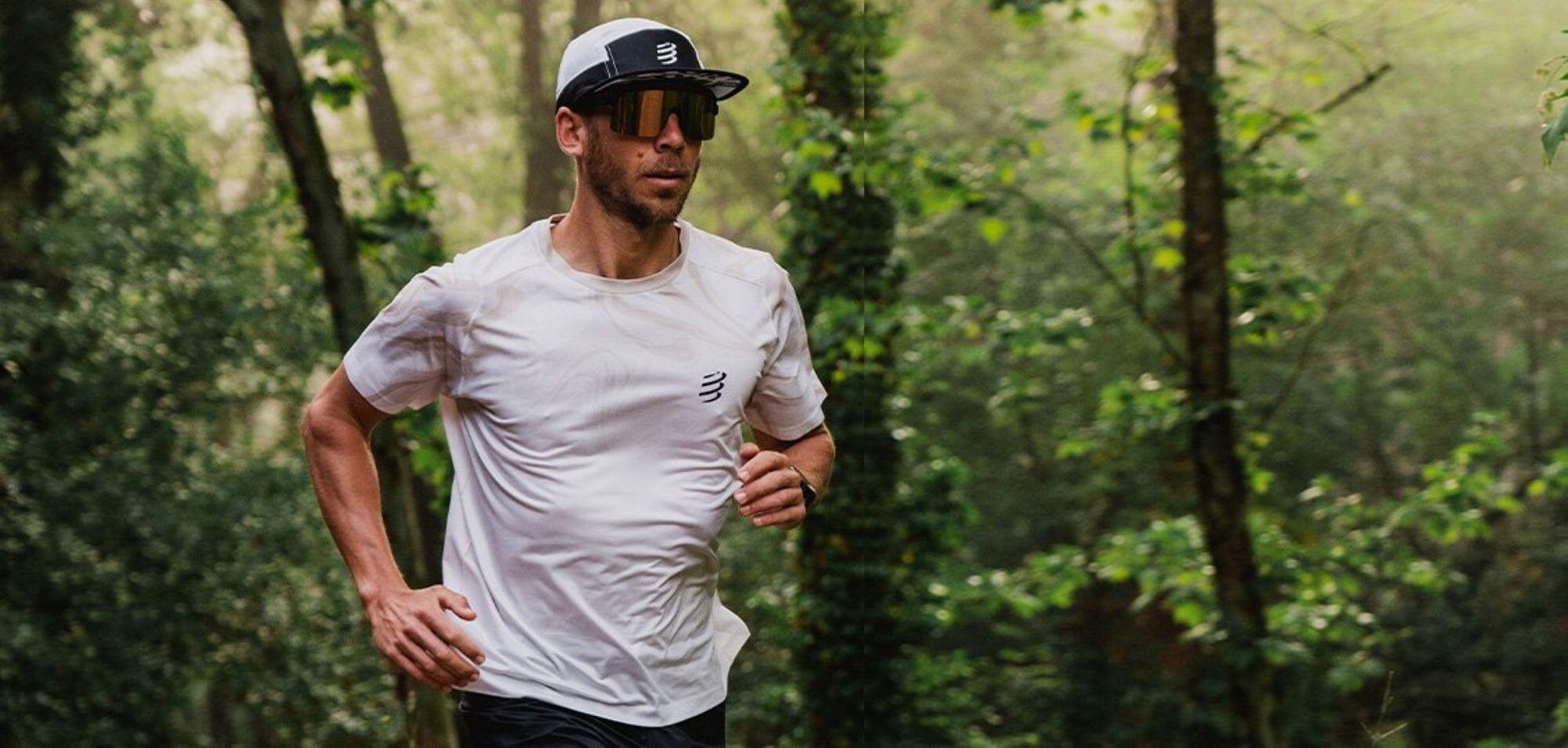 T-Shirt Running Compressport Performance Blanc/Marron Homme 6/6