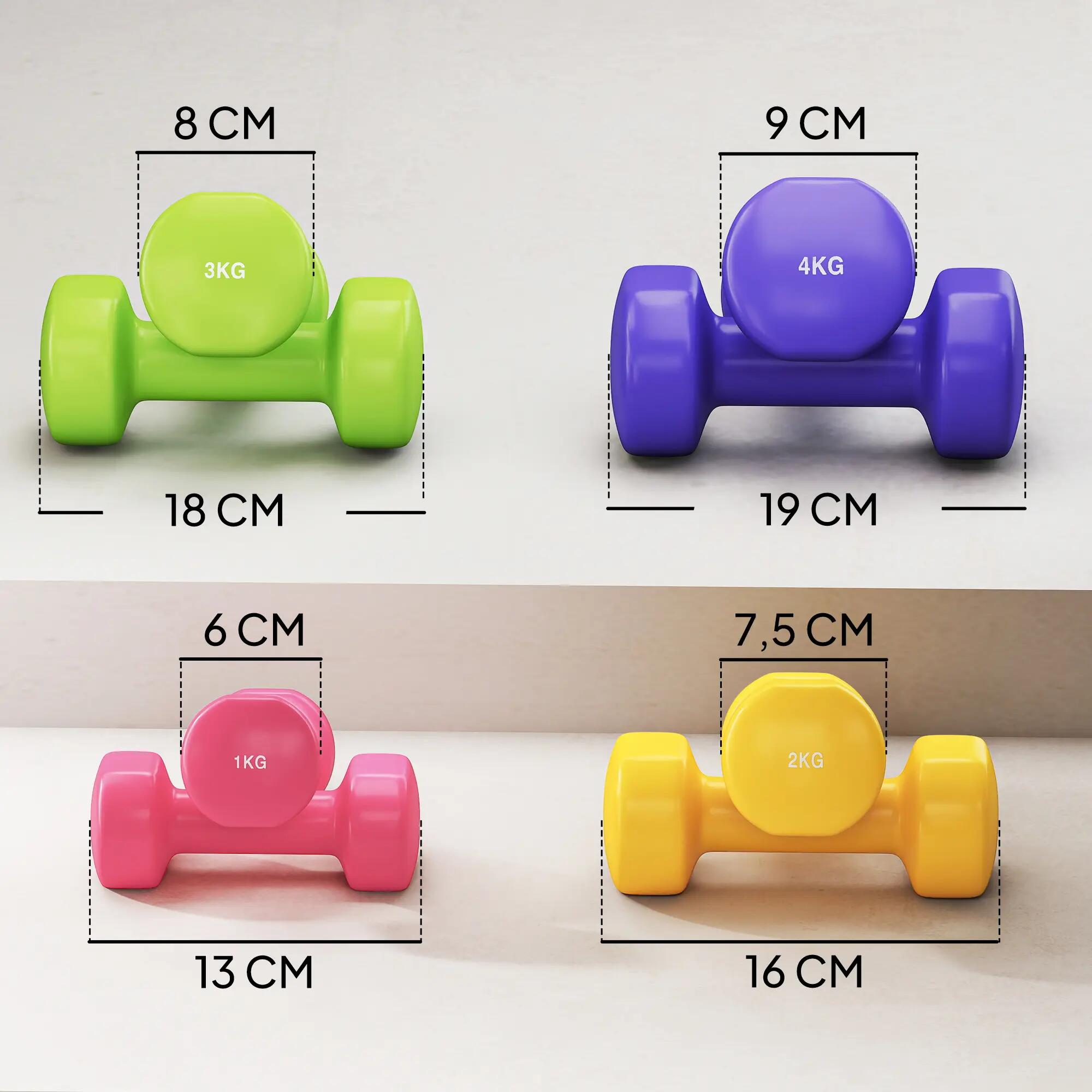 Ensemble d'haltères hexagonales total 20 Kg 8 pièces multicolore 3/5