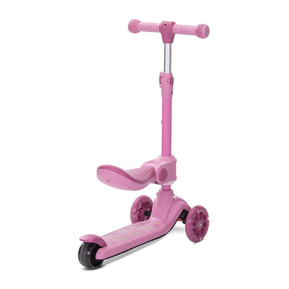 Infantil Paseo Patinete SPEEDSTER plegable asiento luces ABEC-9 Pink 2/5