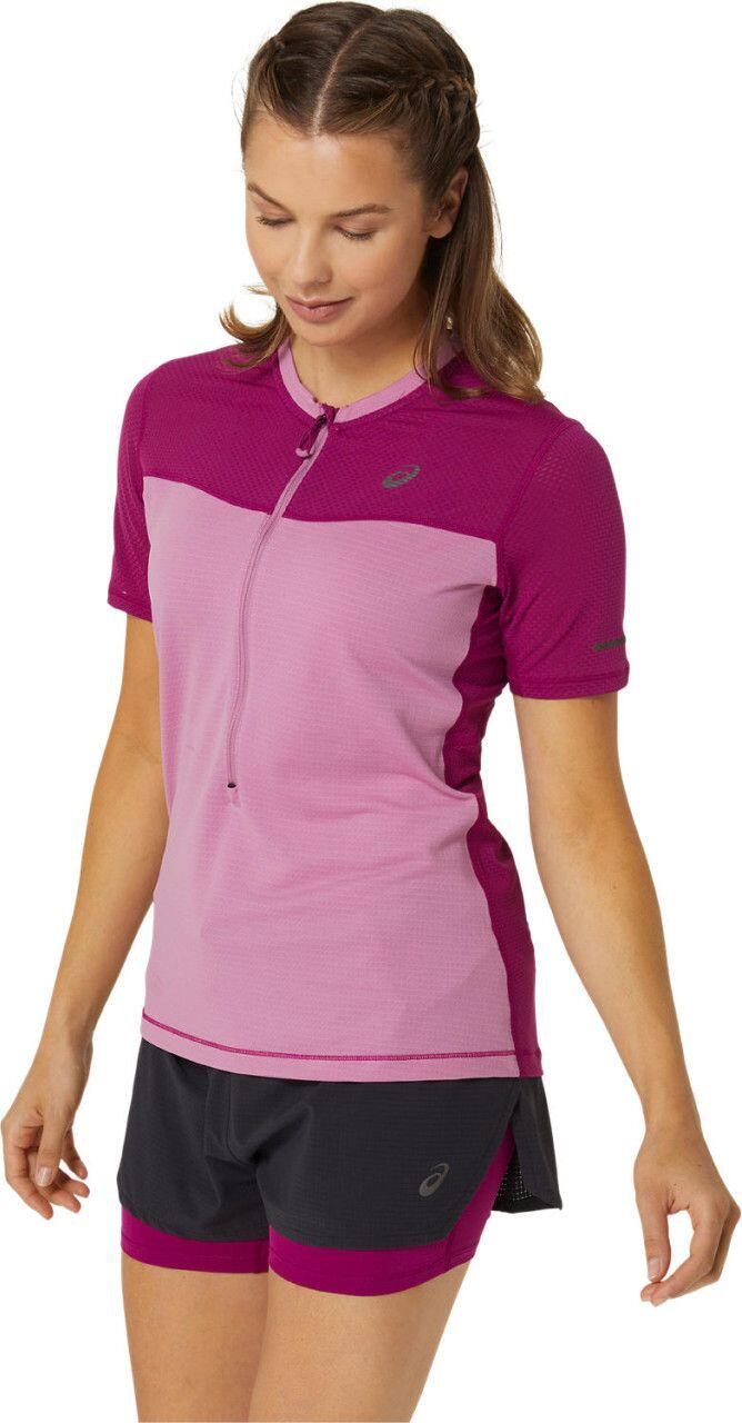 Dames Asics Fujitrail Run Short Sleeve Jersey Roze 2/5
