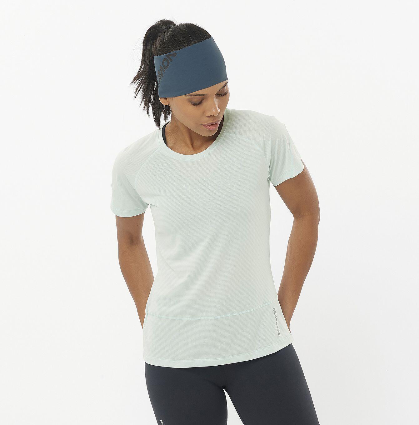 T-Shirt Technique Salomon Cross Run Vert Clair Femme 2/4