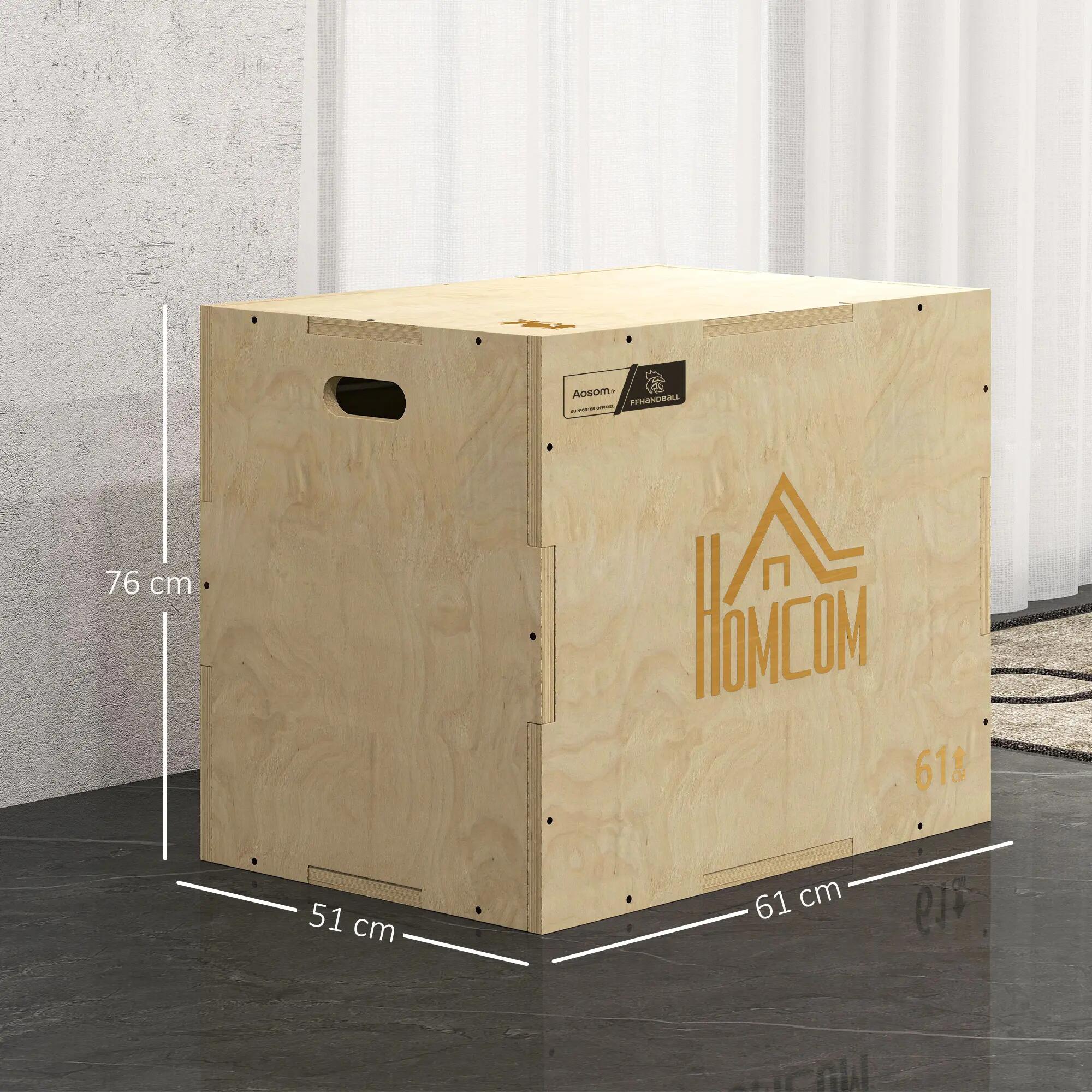 Box jump pliométrie - collaboration Aosom.fr x FFHandball - bois 3/5
