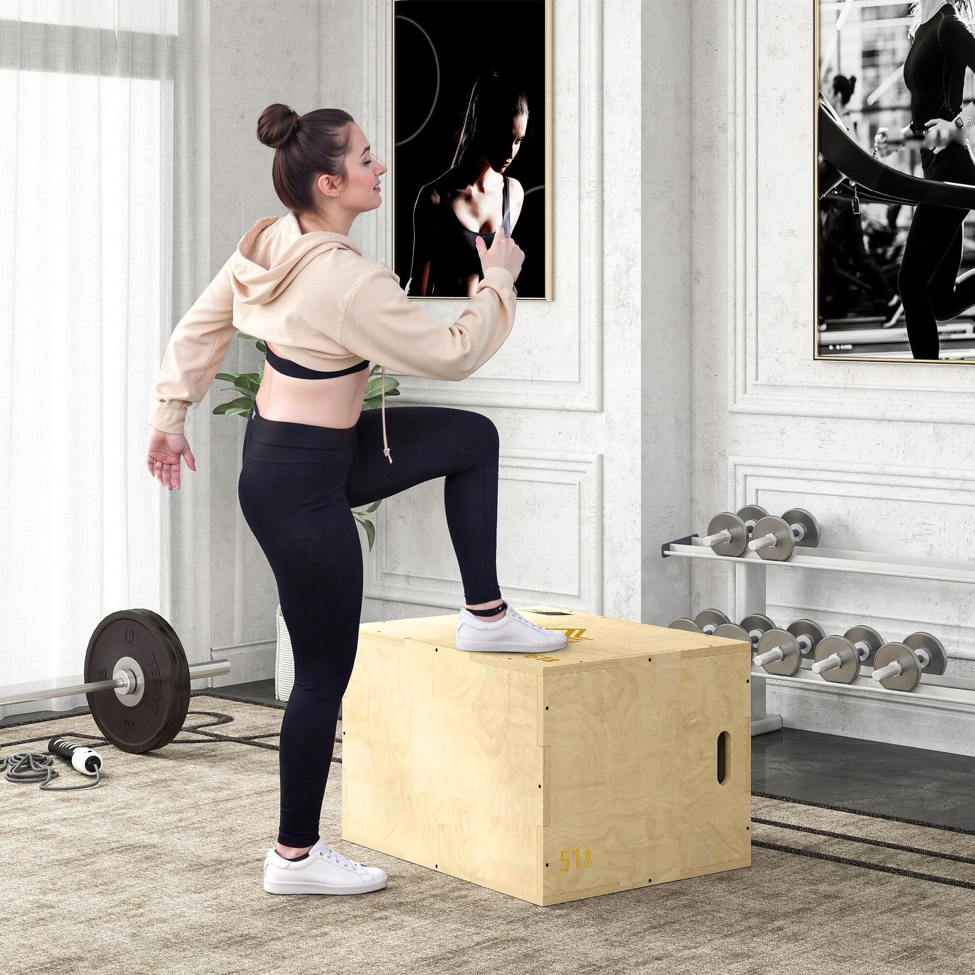 Box jump pliométrie - collaboration Aosom.fr x FFHandball - bois 2/5