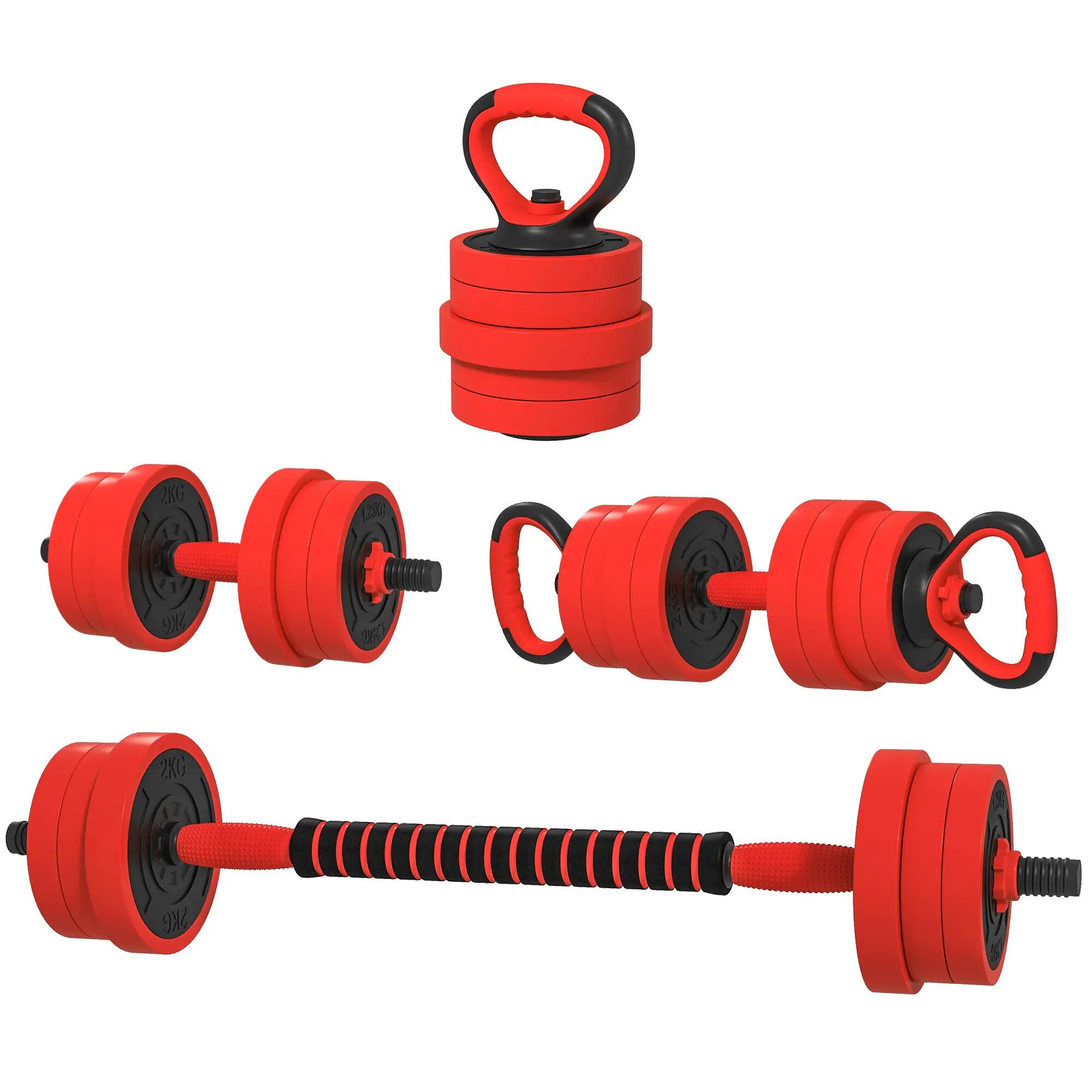 Kit de musculation 4 en 1 - cardio-training - unisexe - modulable, 20 kg - rouge 2/6