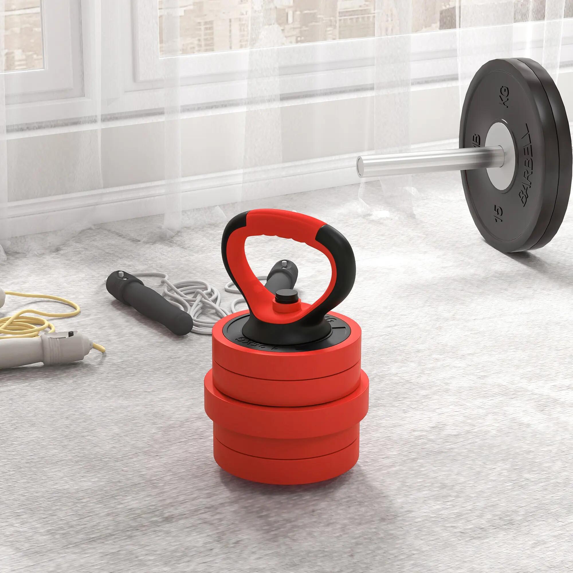 Kit de musculation 4 en 1 - cardio-training - unisexe - modulable, 20 kg - rouge 4/6
