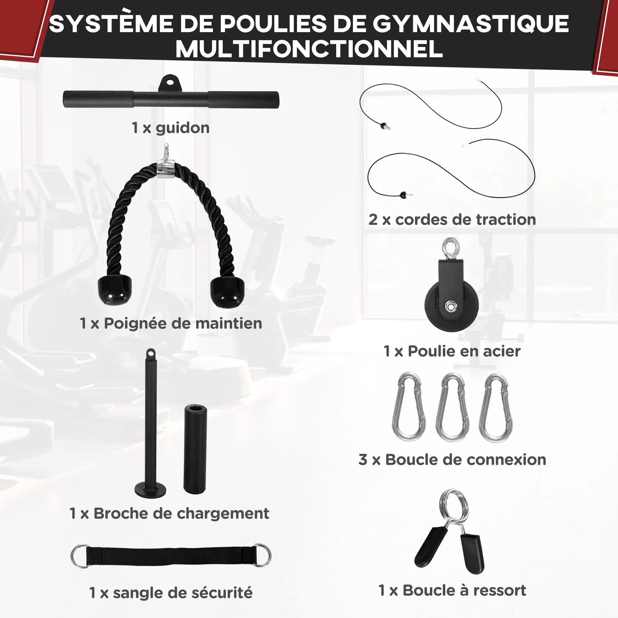 Station de traction poulie haute à fixer au plafond accessoires inclus 4/5