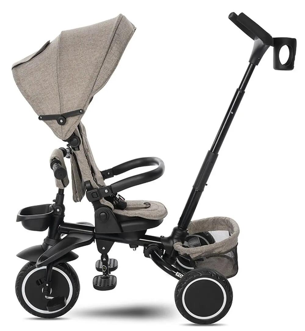 Infantil Paseo Triciclo plegable FRECCIA 360º asiento giratorio Beige 4/5