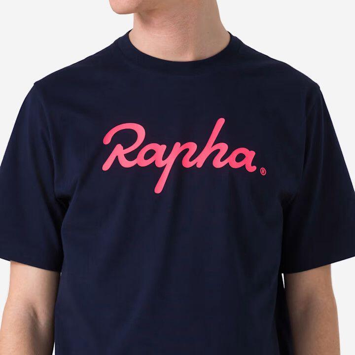 T-Shirt Rapha Coton Large Logo Bleu/Rose 5/7