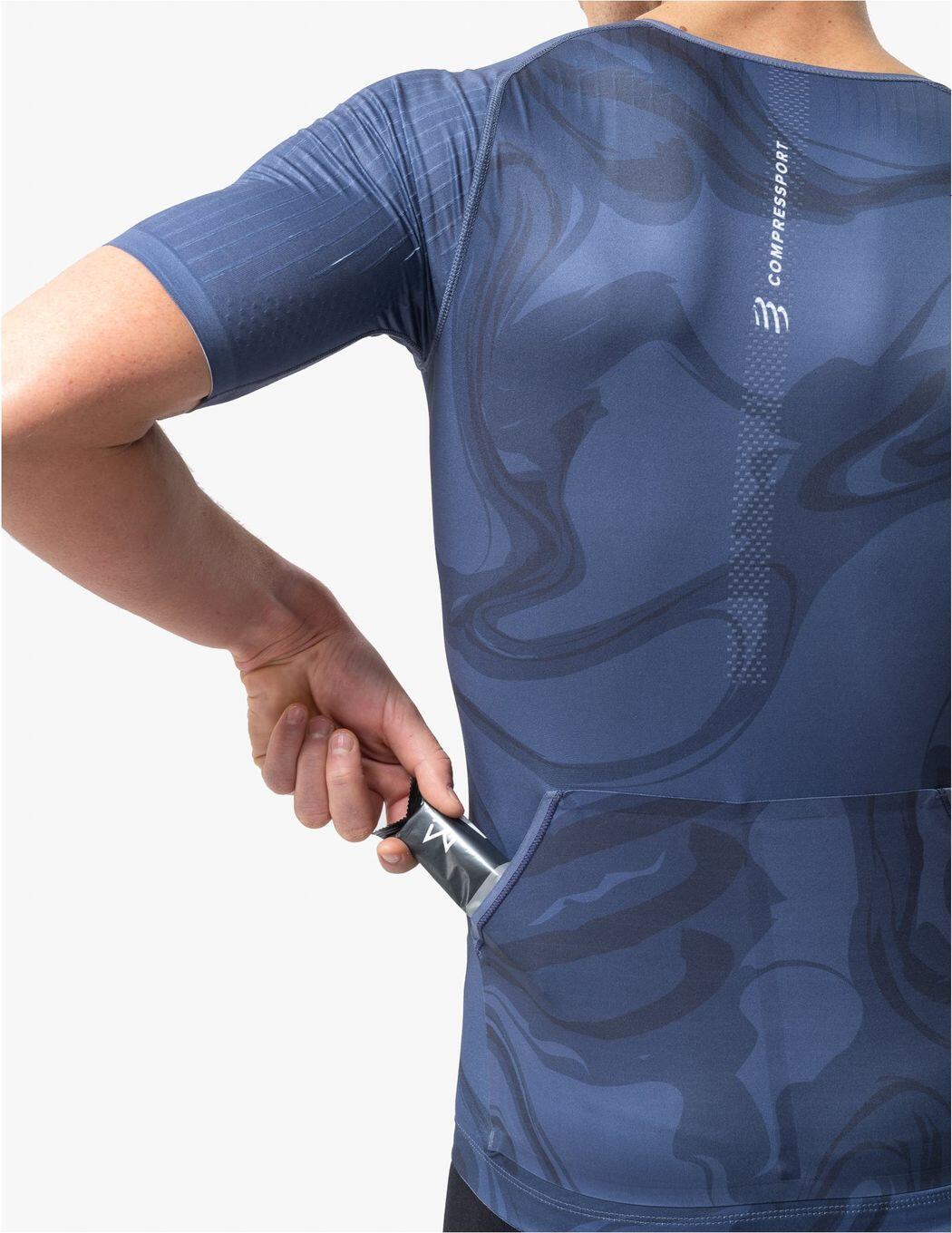 Compressport Tri Postural Aero Jersey met korte mouwen Blauw Heren 4/4
