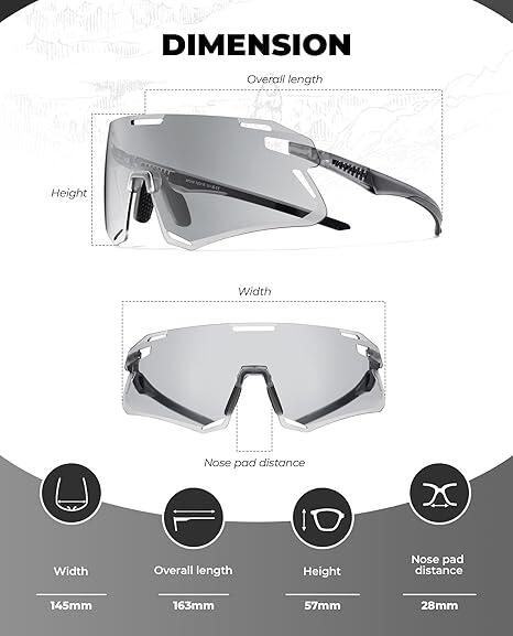 ROCKBROS Fahrradbrille Photochrom Sportsonnenbrille UV400 4/5