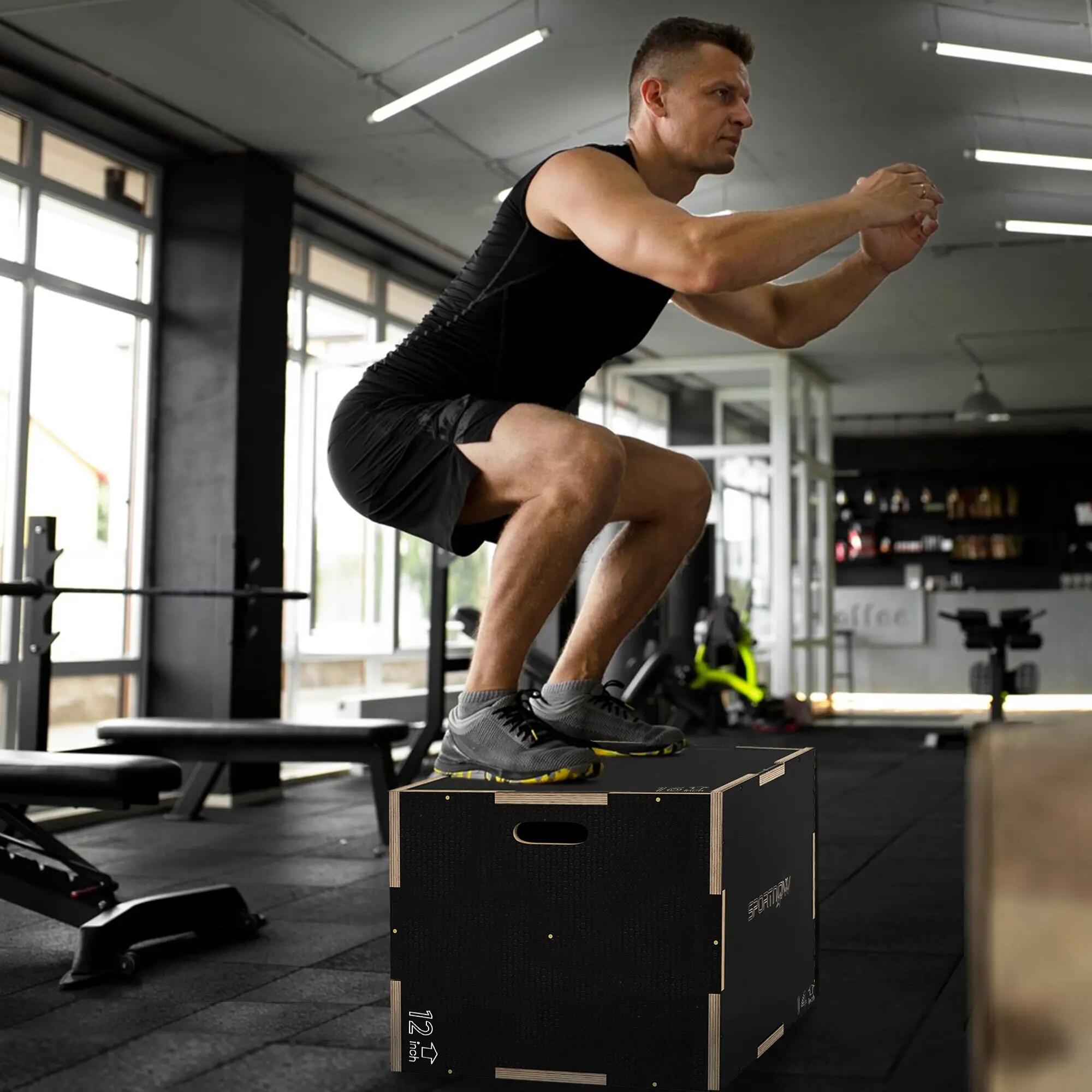 Box jump - box de pliométrie - bois surface antidérapante noir 4/5