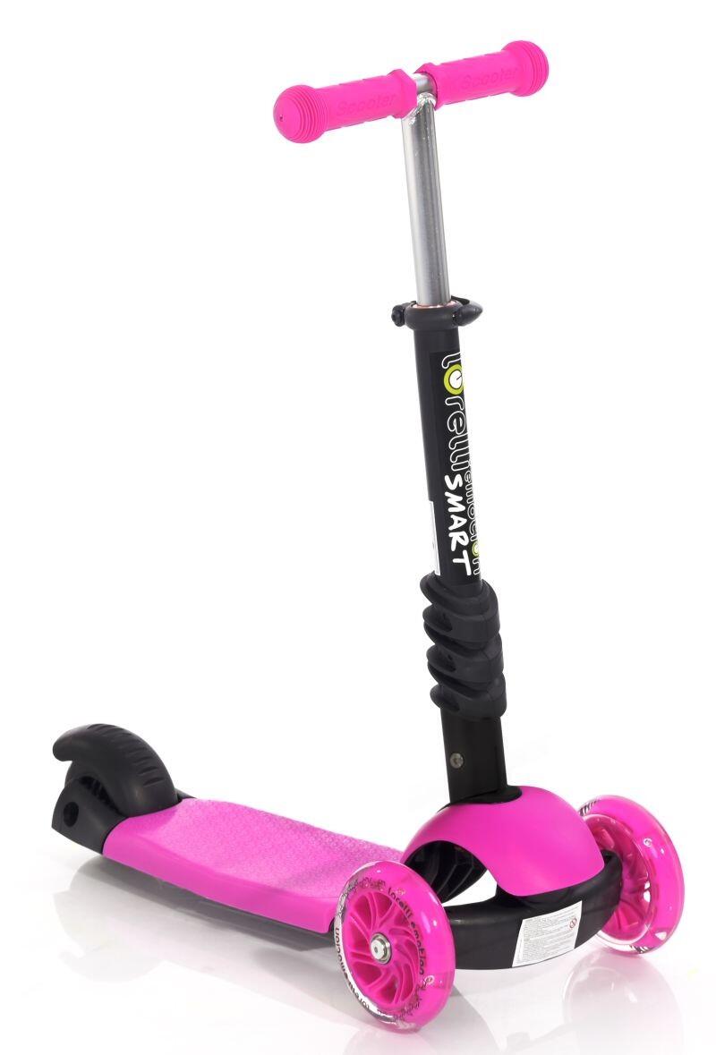 Infantil Paseo Patinete con asiento extraíble luces LED freno SMART Pink 2/5