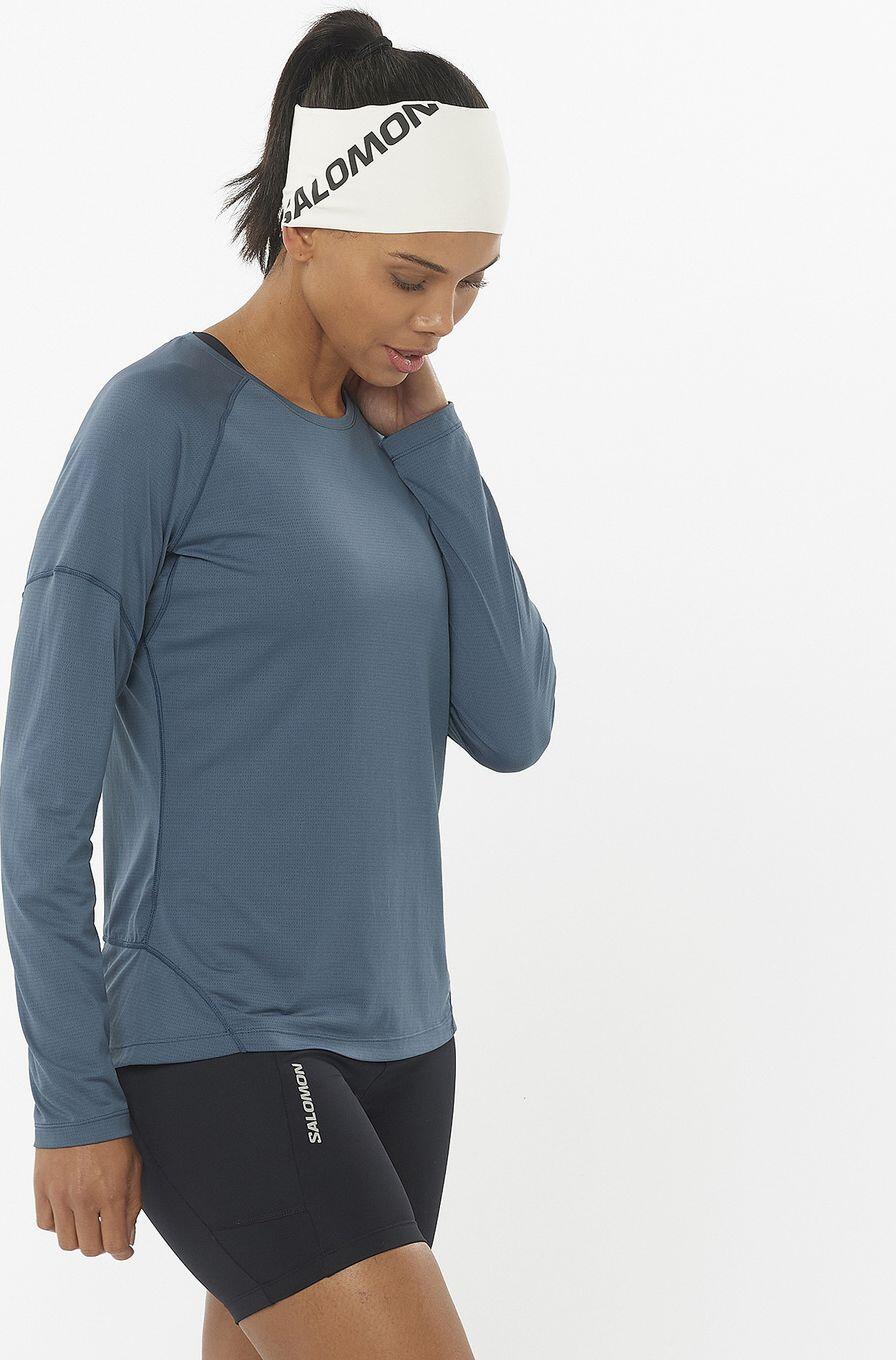 Salomon Cross Run Damen Langarm Technisches T-Shirt Blau 2/5