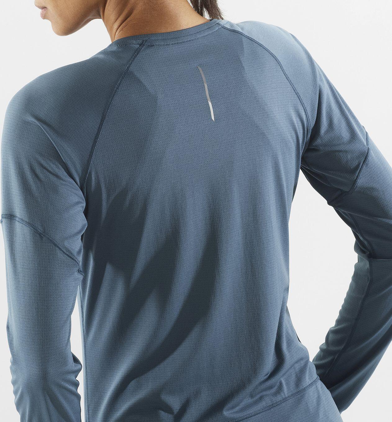 Salomon Cross Run Damen Langarm Technisches T-Shirt Blau 5/5