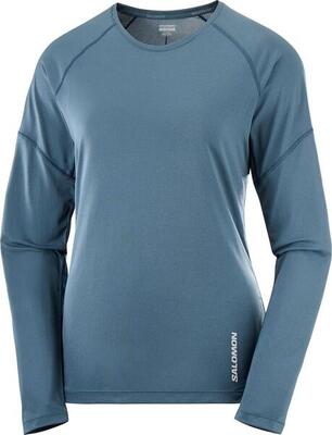 Dames salomon cross run blauw technisch t-shirt met lange mouwen