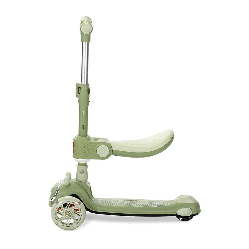 Infantil Paseo Patinete SWIFTIE plegable asiento luces ABEC-9 Green 3/5