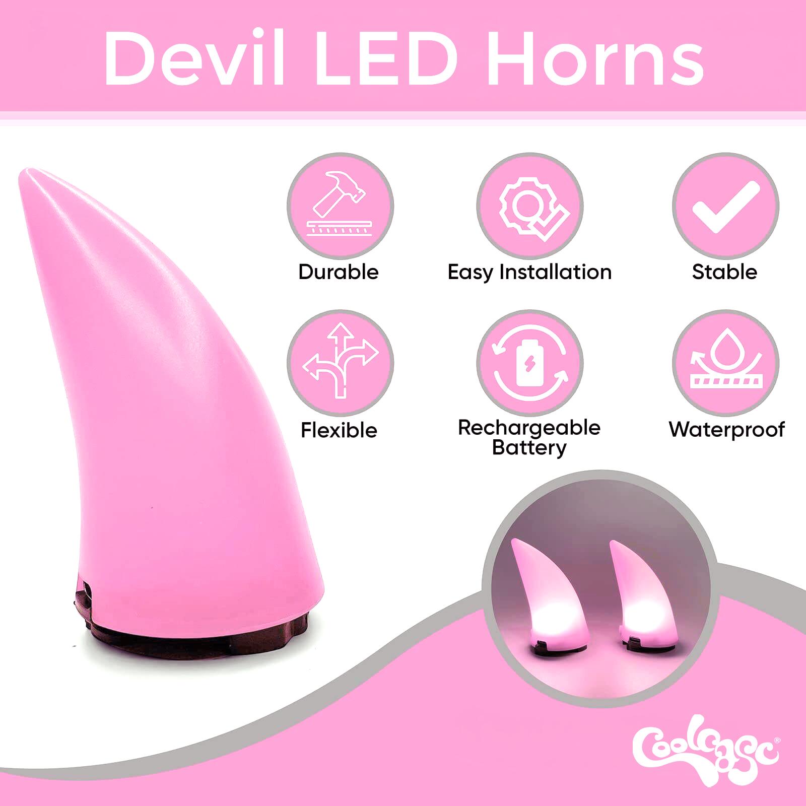 Accesorio Casco Coolcasc Cuernos LED Rosa Talla Única 3/4