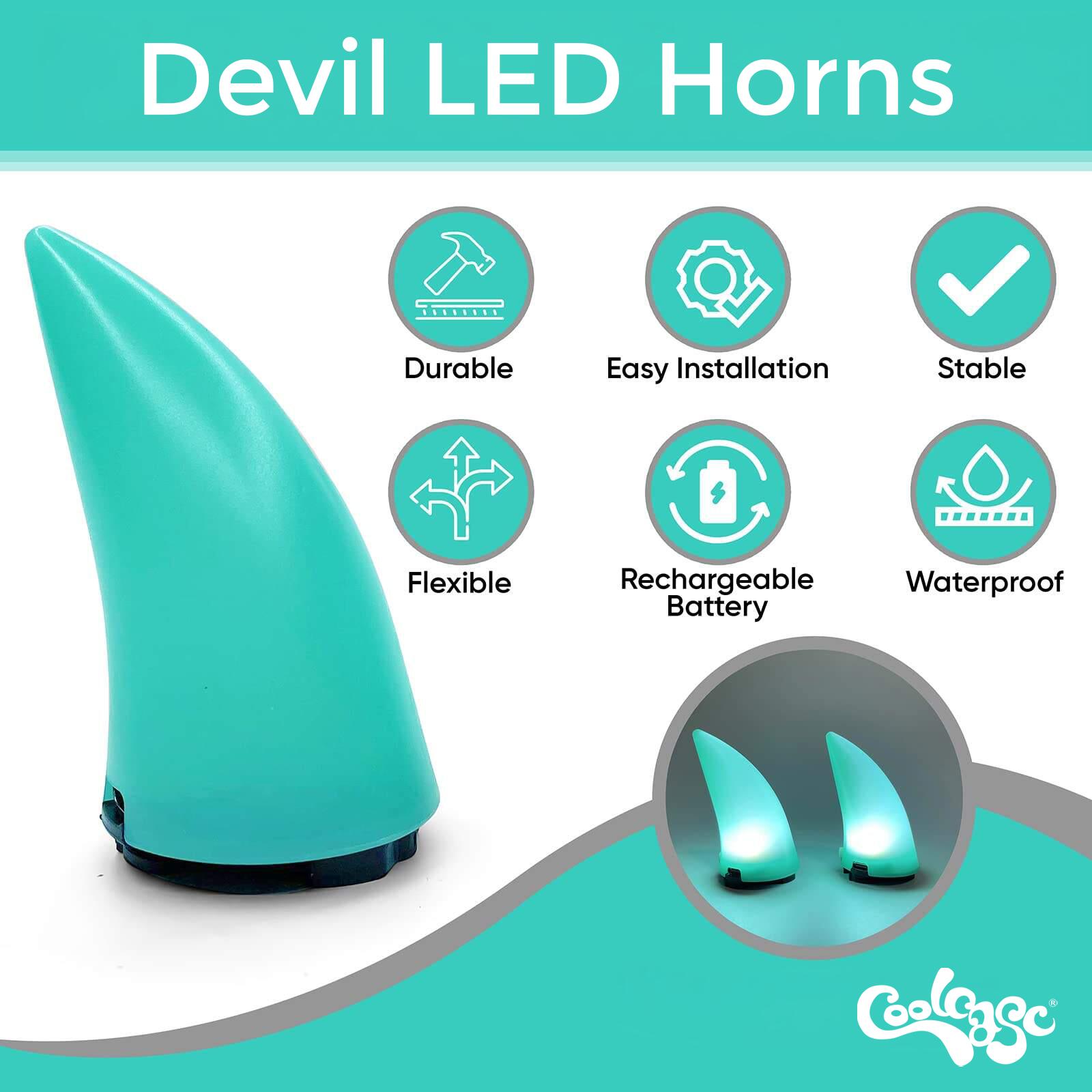 Accesorio Casco Coolcasc Cuernos LED Turquesa Talla Única 3/4