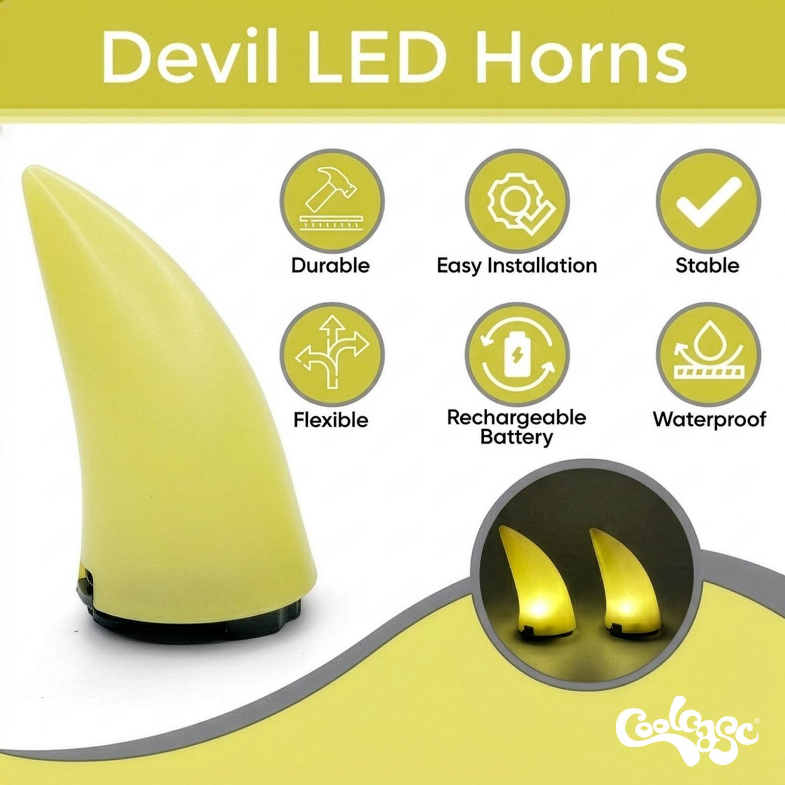 Accesorio Casco Coolcasc Cuernos LED Amarillo Talla Única 3/4