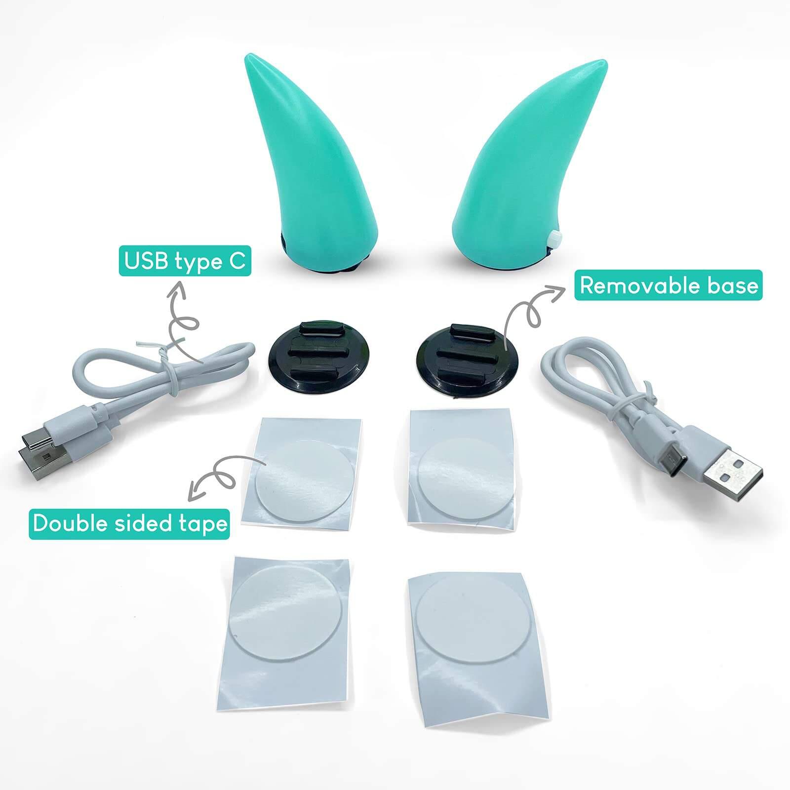 Accesorio Casco Coolcasc Cuernos LED Turquesa Talla Única 4/4