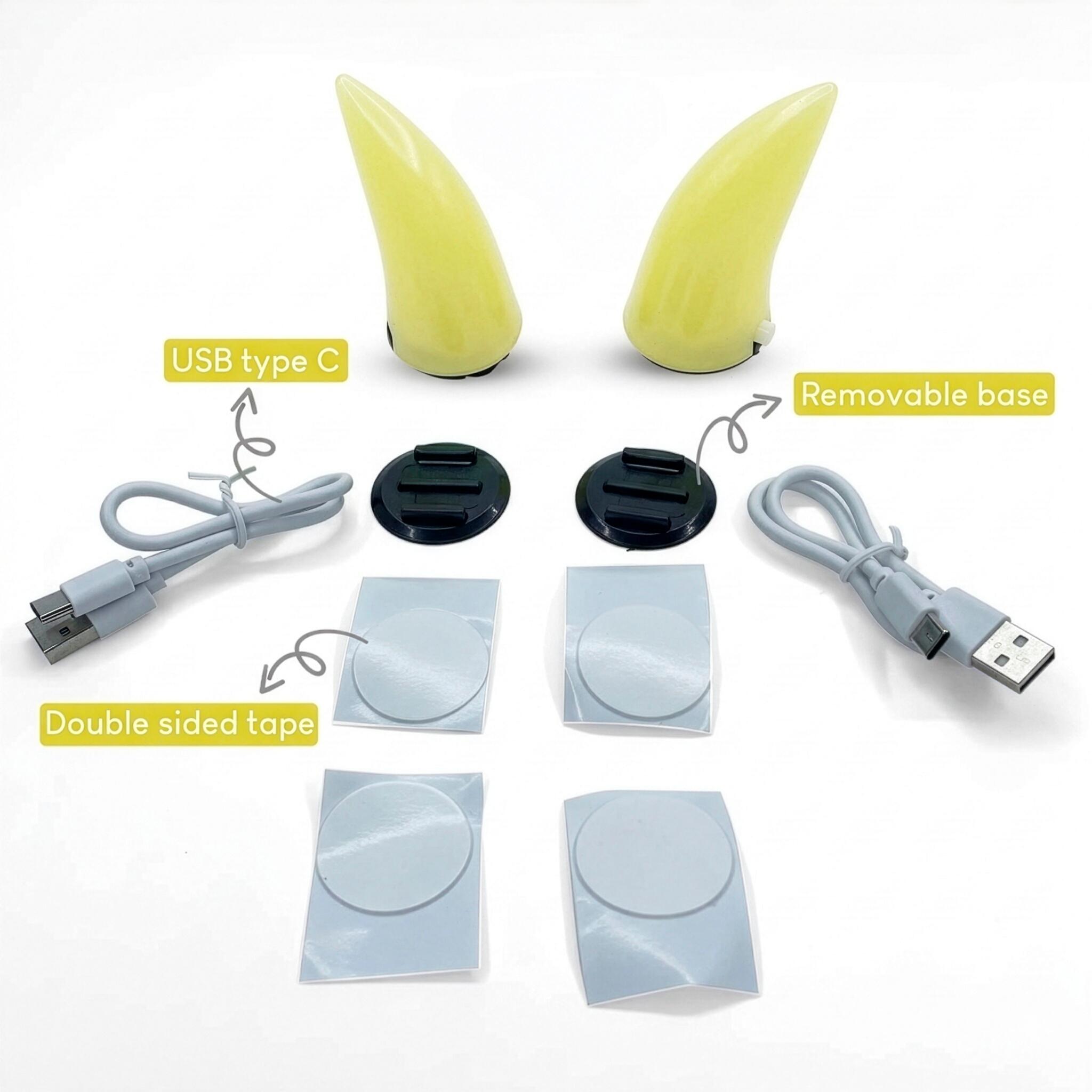 Accesorio Casco Coolcasc Cuernos LED Amarillo Talla Única 4/4