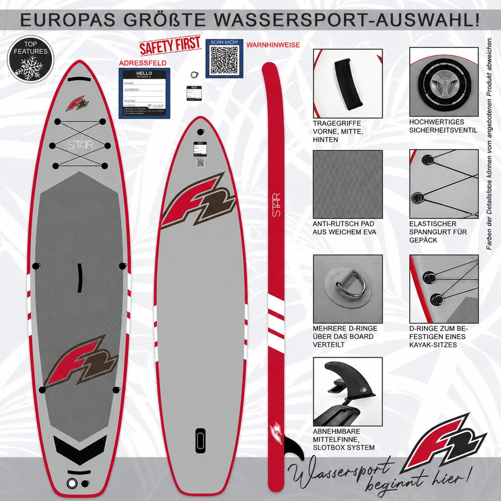 F2  SUP Stand Up Paddle Board Star 320cm 10,5 Grau 2/7