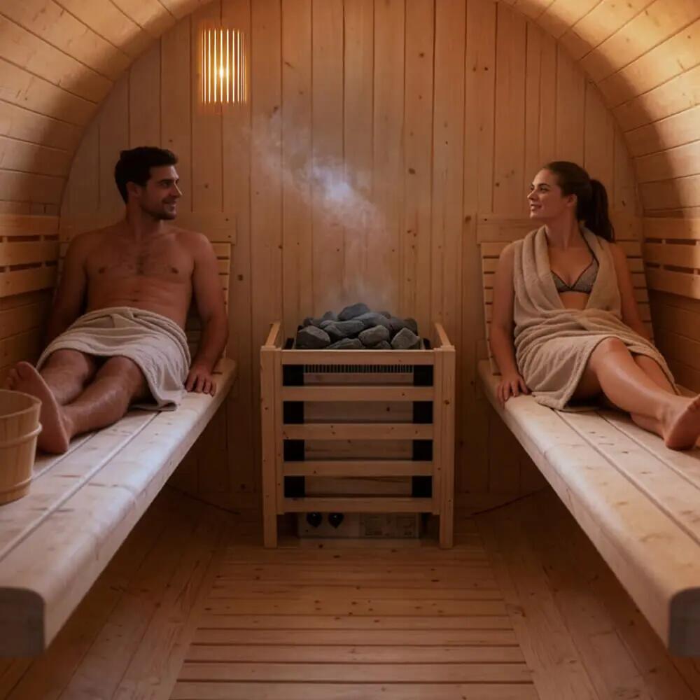 Sauna esterna a botte LAHTI XL - 195 x 220 cm per 4 persone 5/7