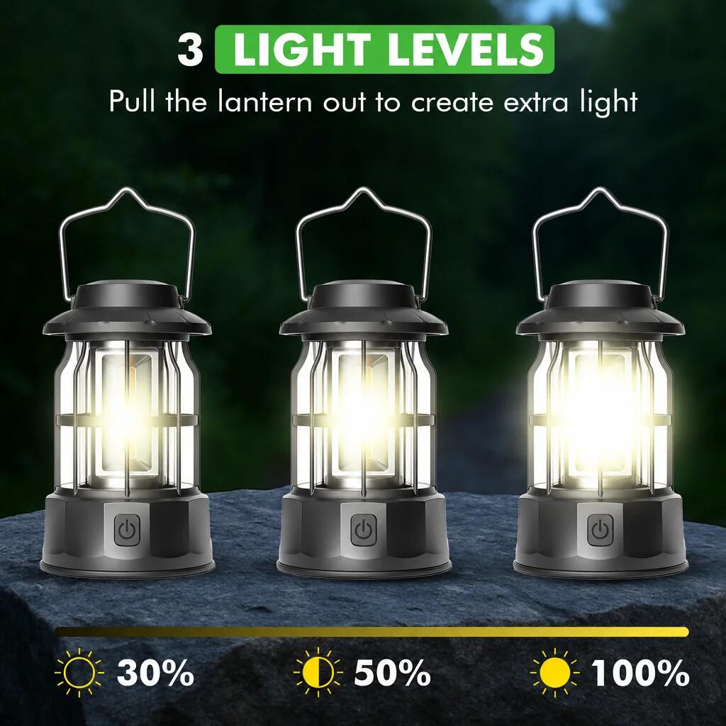 Lampe de camping 2 pièces noire 2/6