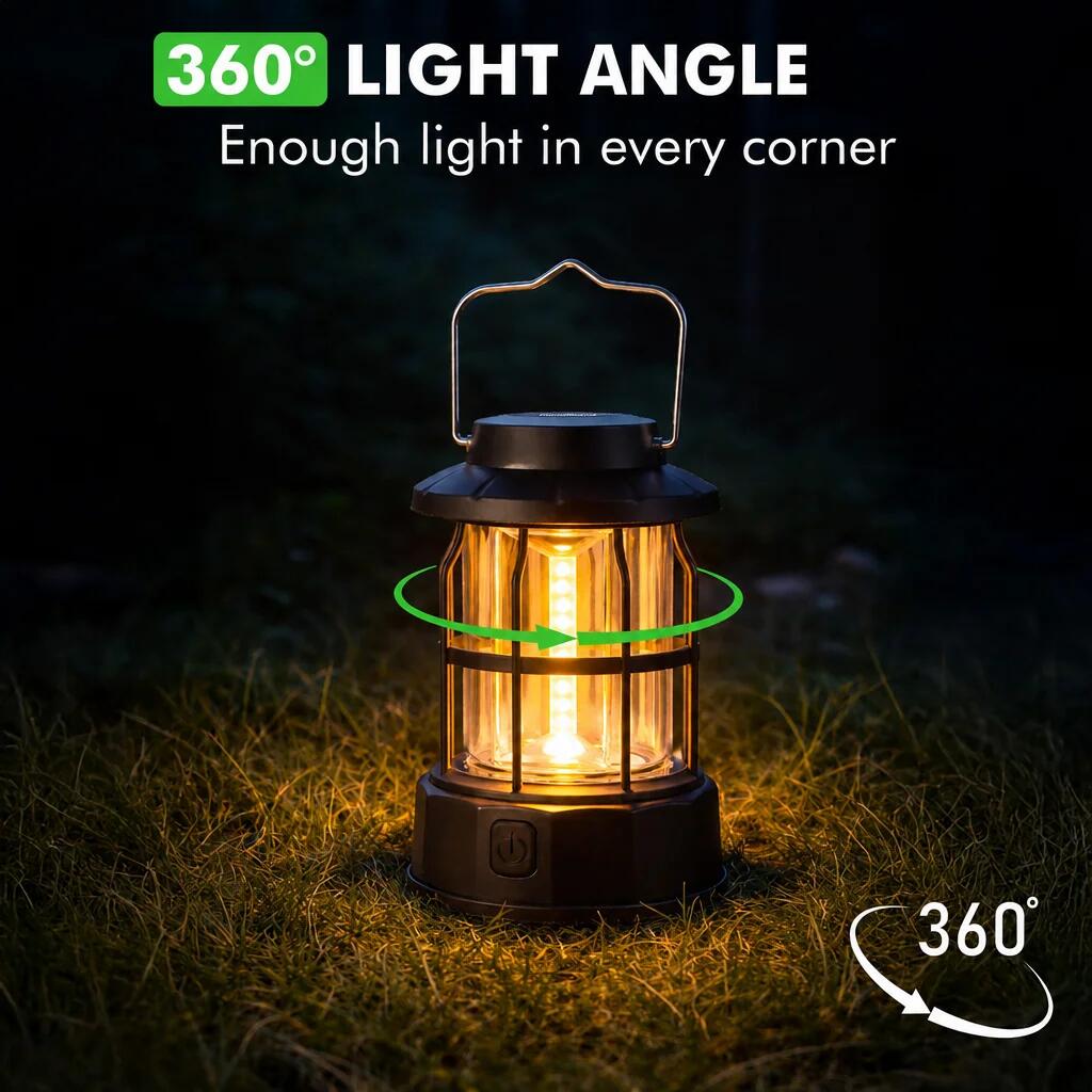 Lampe de camping 2 pièces noire 4/6