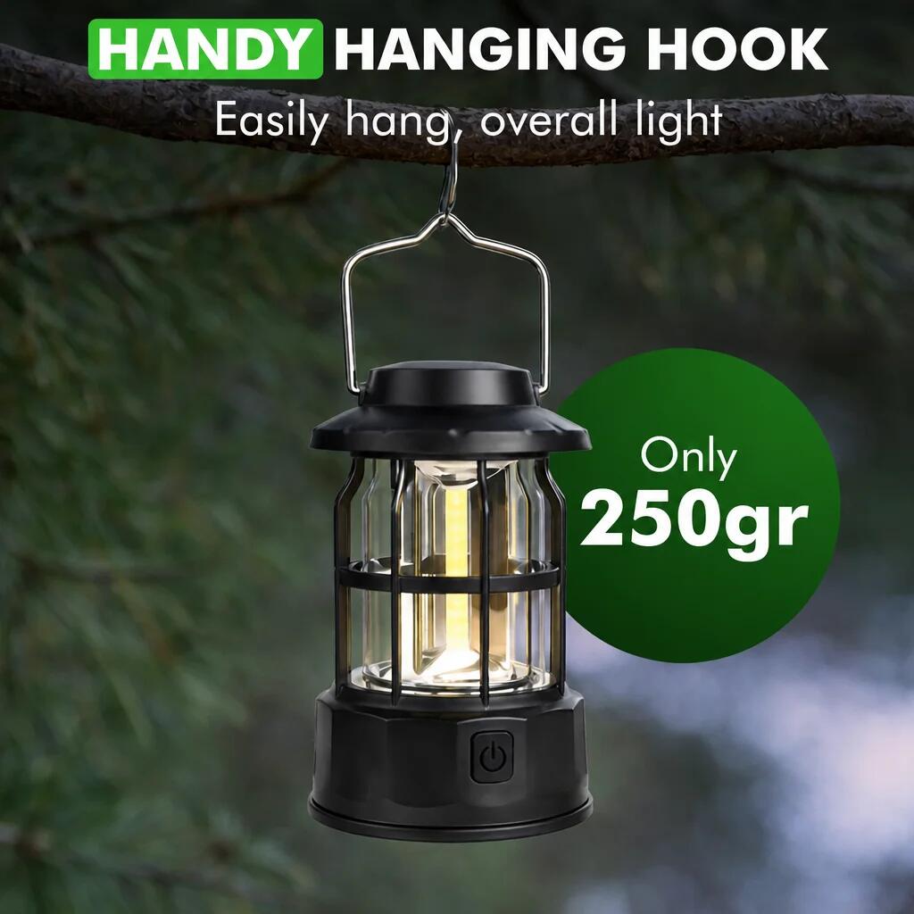 Lampe de camping 2 pièces noire 5/6
