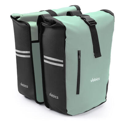 Vebics dubbele fietstas - 48l - 100% waterdicht - mint