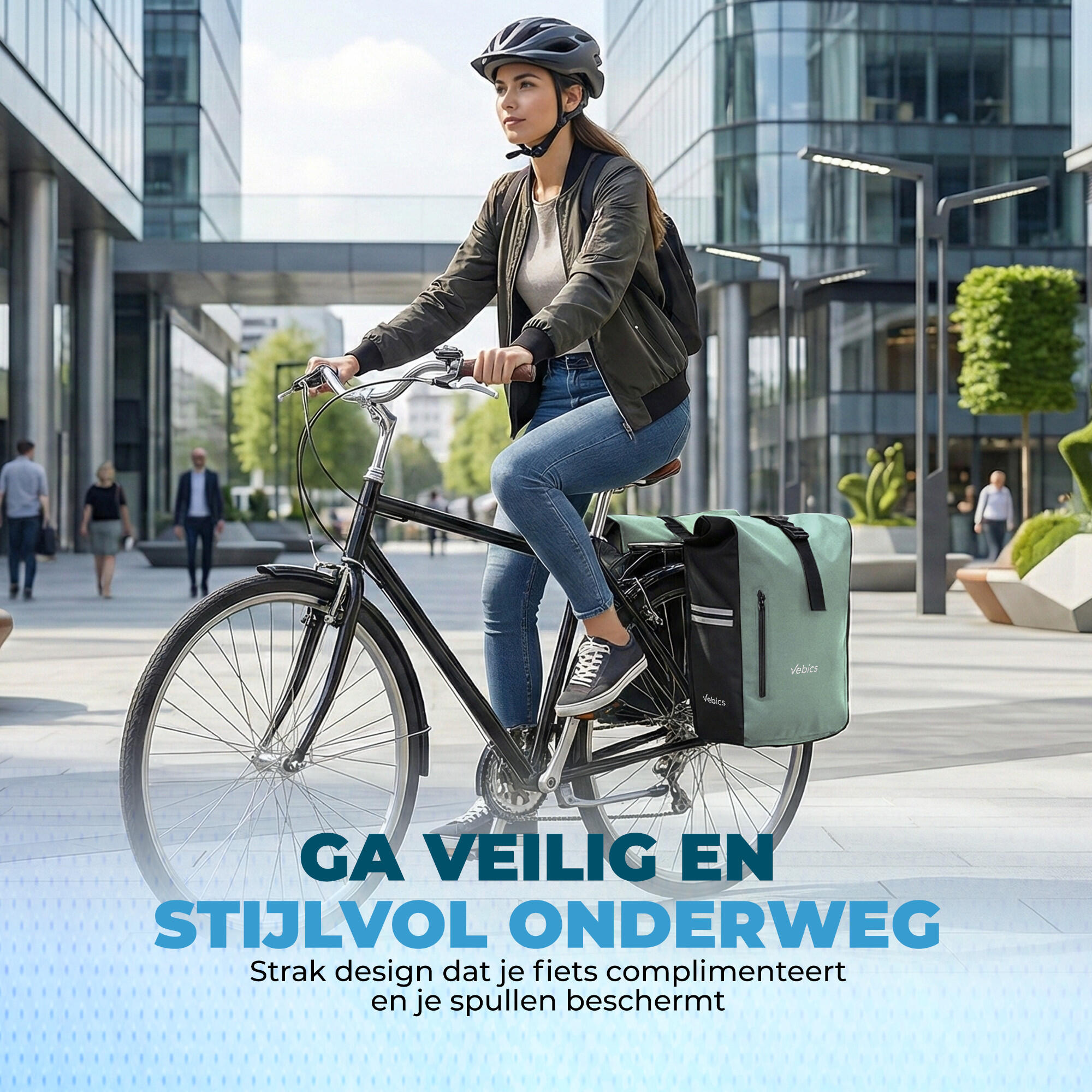 Sacoche double pour vélo Vebics - 48 L - 100 % étanche - Menthe 2/7